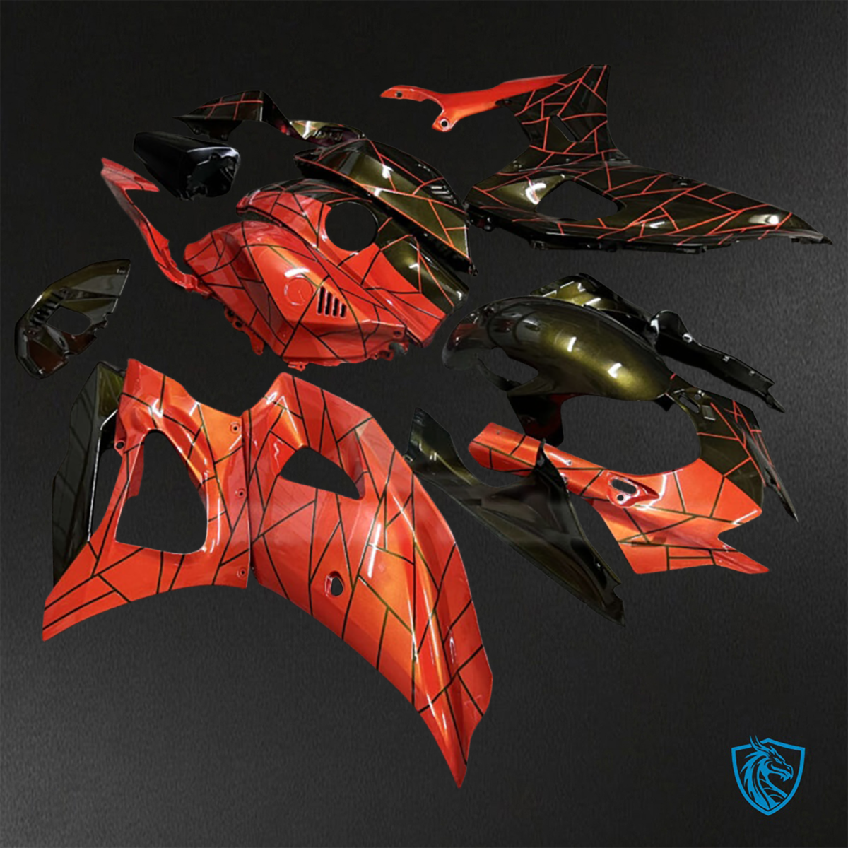 Yamaha R7 (2021-2025) Red & Black Split Pattern ABS Bodywork - Fairings Kit