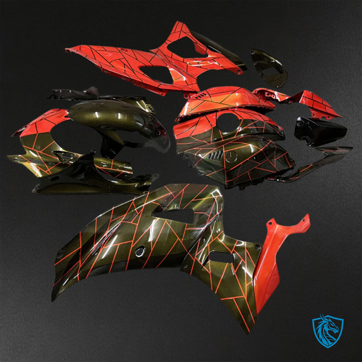 Yamaha R7 (2021-2025) Red & Black Split Pattern ABS Bodywork - Fairings Kit