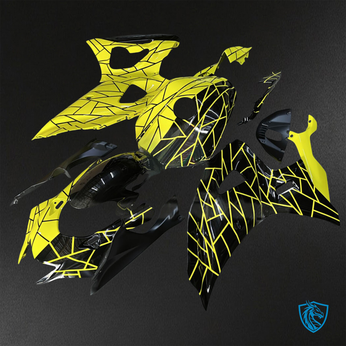 Yamaha R7 (2021-2025) Yellow & Black Split Pattern - Custom ABS Fairing Kit