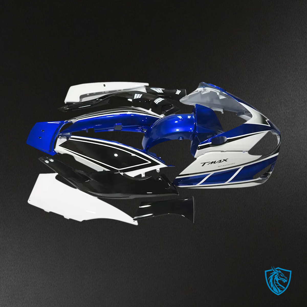 Yamaha T-Max (2001-2007) Black, White & Blue - Custom ABS Fairing Set