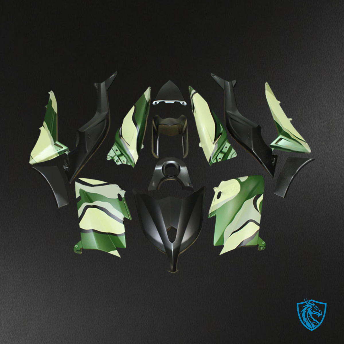 Yamaha T-Max TMAX530 (2012-2014) Army Green & Black - Custom ABS Fairing Set