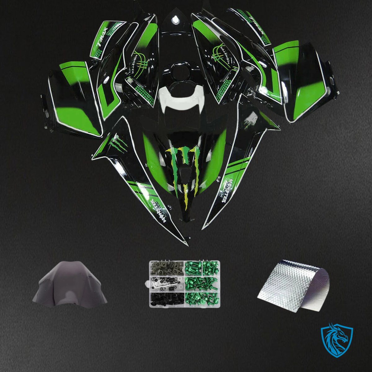Yamaha T-Max TMAX530 (2012-2014) Black & Green Fairing Kit | ABS Bodywork