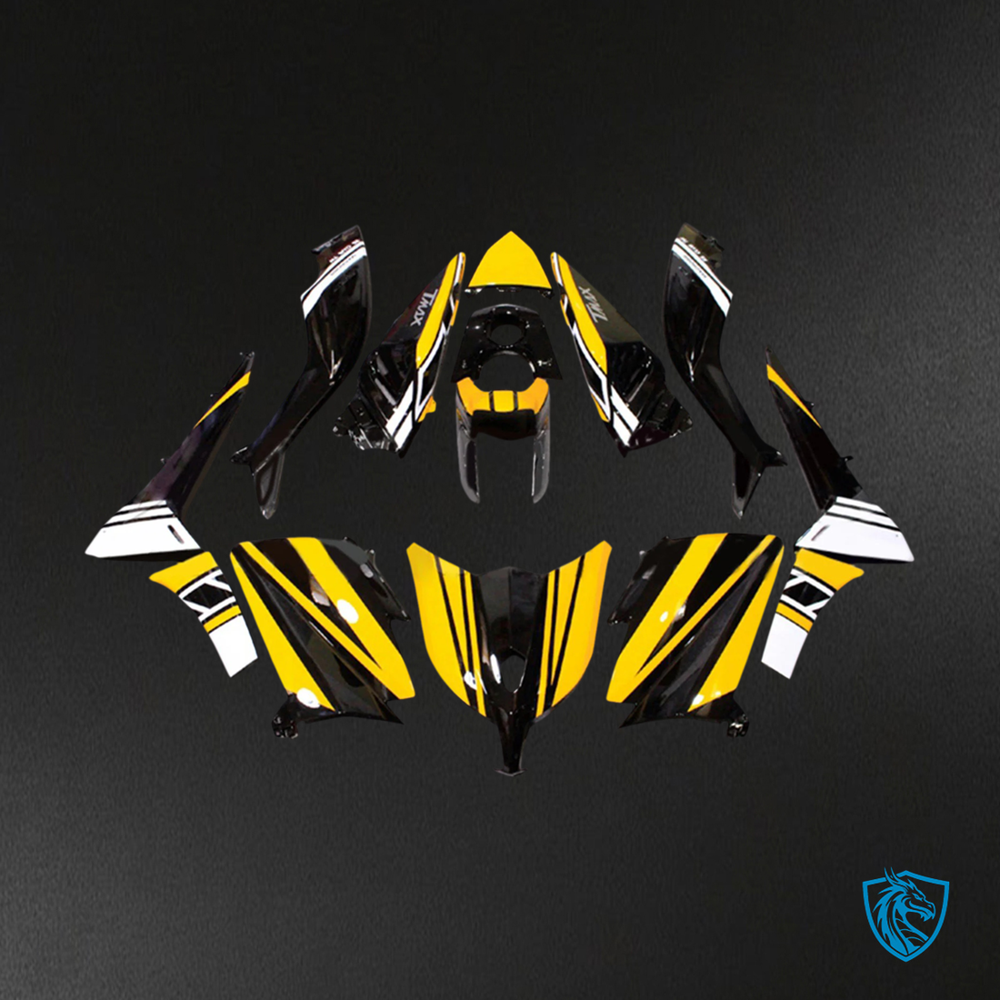 Yamaha T-Max TMAX530 (2012-2014) Yellow, Black & White - MERGEment Motorcycle Fairings Kit