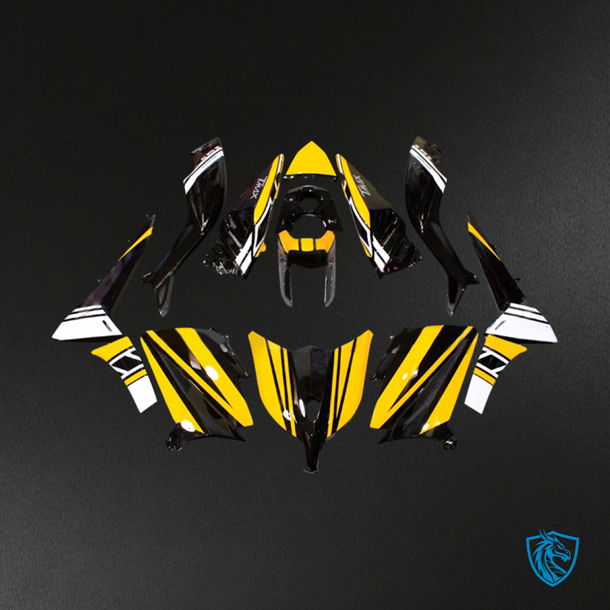 Yamaha T-Max TMAX530 (2012-2014) Yellow, Black & White - MERGEment Motorcycle Fairings Kit