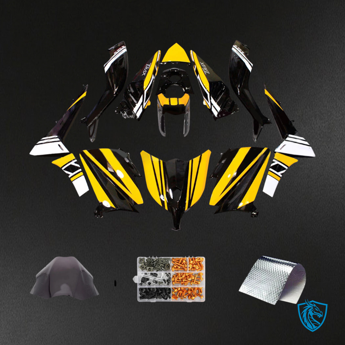 Yamaha T-Max TMAX530 (2012-2014) Yellow, Black & White - MERGEment Motorcycle Fairings Kit