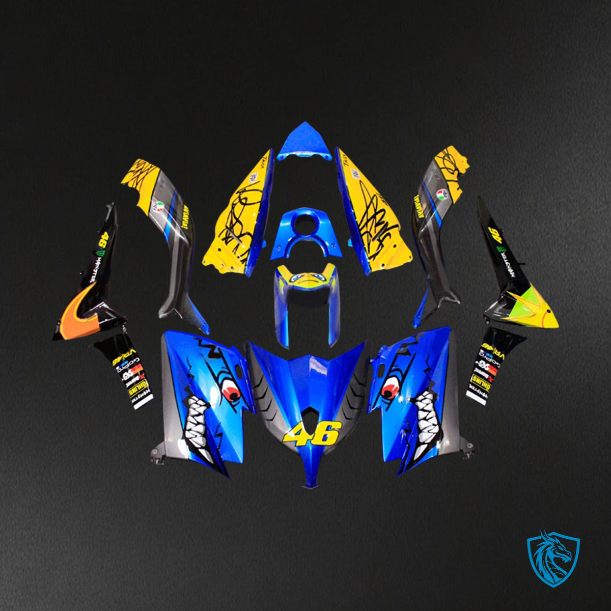 Yamaha T-Max TMAX530 (2012-2014) Blue & Yellow Cartoon - Custom ABS Fairing Set