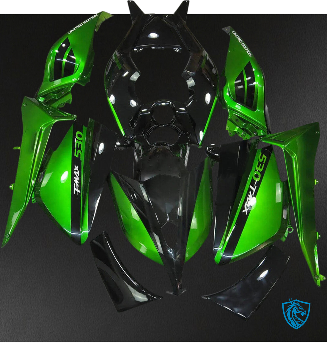 Yamaha T-Max TMAX530 (2012-2014) Gloss Green & Black - Custom ABS Fairing Set