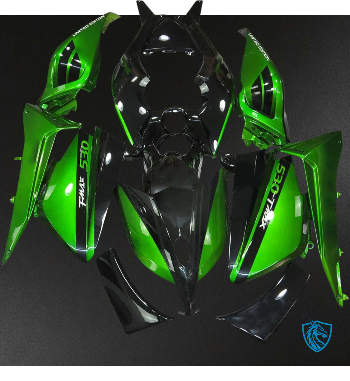 Yamaha T-Max TMAX530 (2012-2014) Gloss Green & Black - Custom ABS Fairing Set