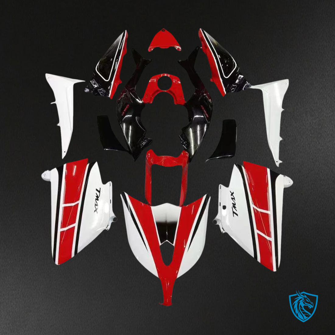 Yamaha T-Max TMAX530 (2012-2014) Red & White Style 1 Fairing Kit - Aftermarket ABS Bodywork