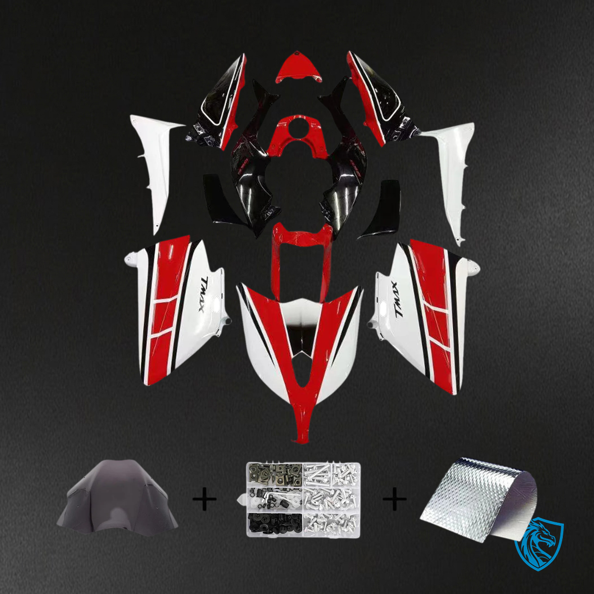 Yamaha T-Max TMAX530 (2012-2014) Red & White Style 1 Fairing Kit - Aftermarket ABS Bodywork