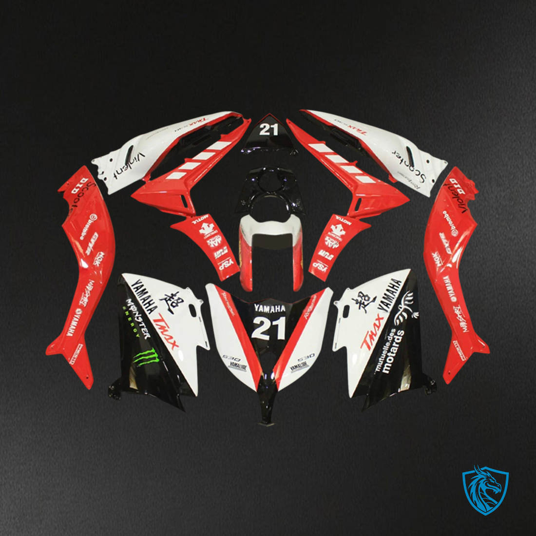 Yamaha T-Max TMAX530 (2012-2014) Red & White Style 3 Fairing Kit - Aftermarket ABS Bodywork