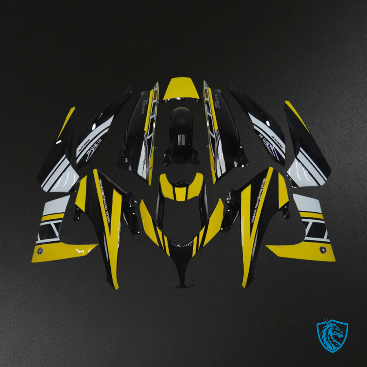 Yamaha T-Max XP500 (2008-2012) Black & Yellow Style 2 - Custom ABS Fairing Kit