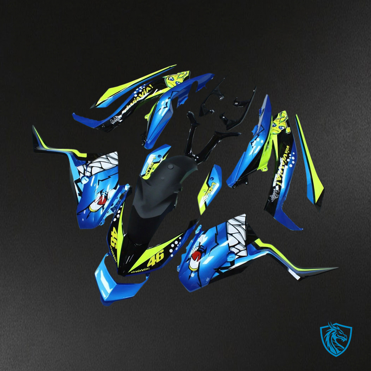 Yamaha XMAX300 (2017-2021) Blue & Yellow Sharkteeth - MERGEment Motorcycle Fairings Kit