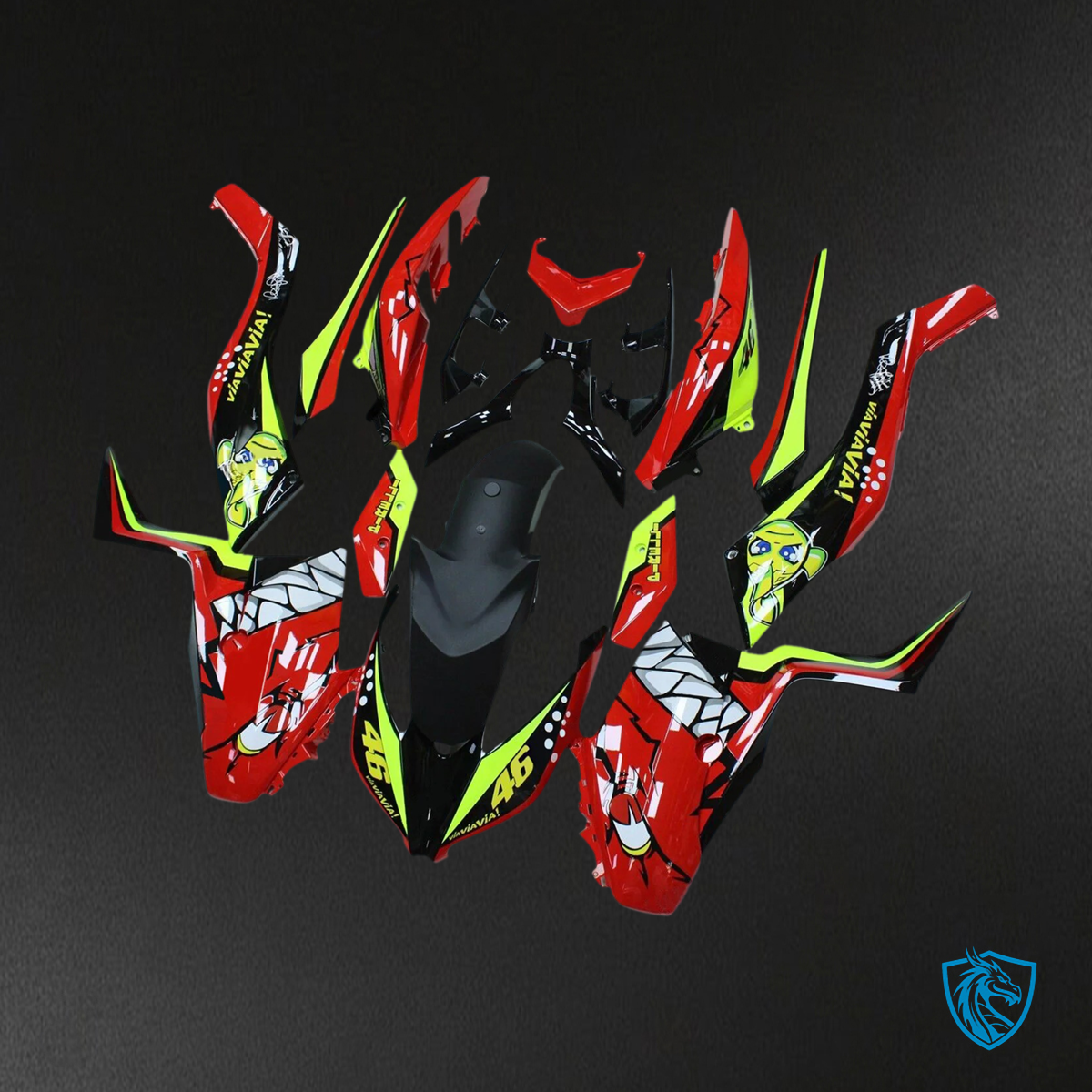 Yamaha XMAX300 (2017-2021) Red & Yellow Shark teeth Fairing Kit - Aftermarket ABS Bodywork