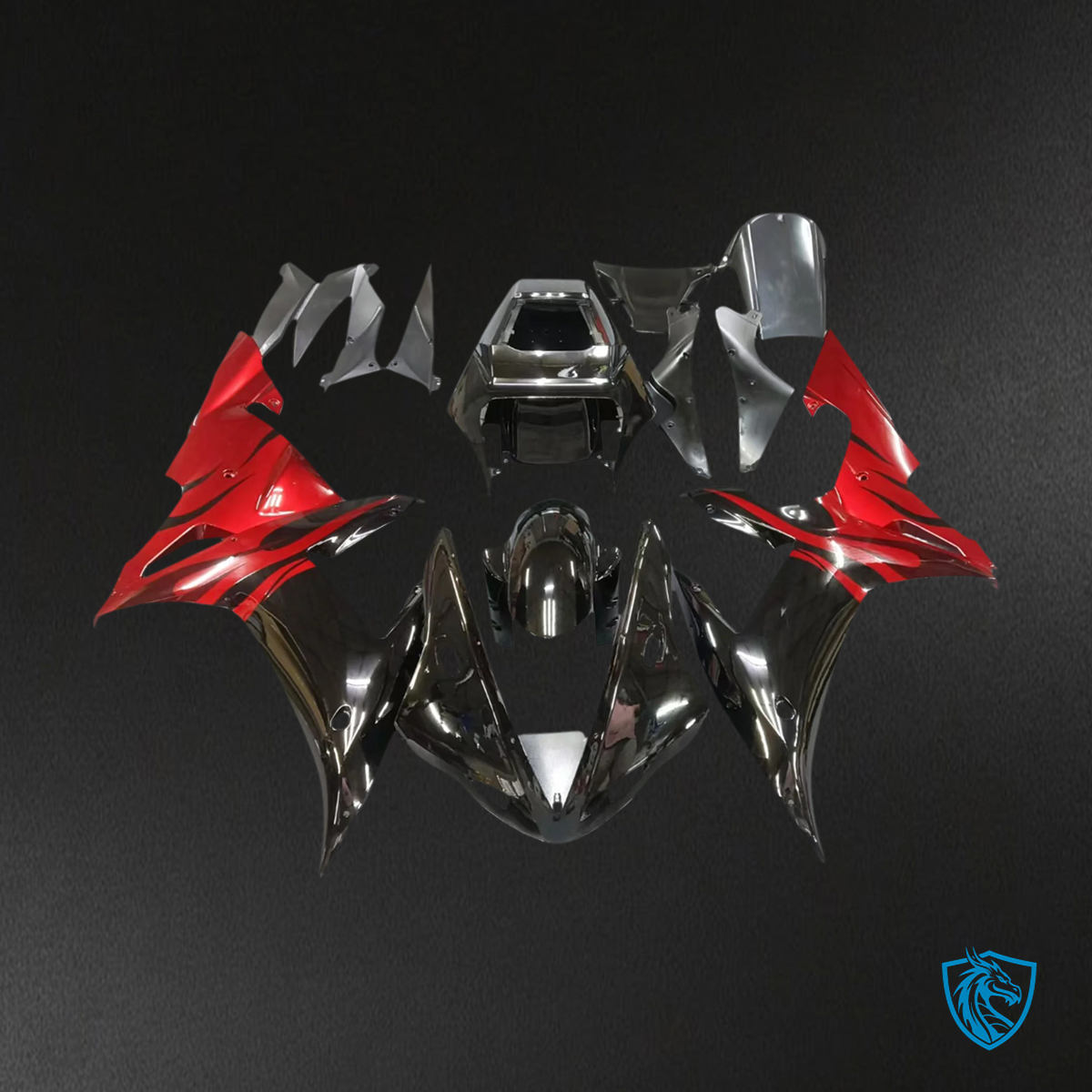 Yamaha YZF-R1 (2002-2003) Black & Red Style 1 - MERGEment Motorcycle Fairing Kit