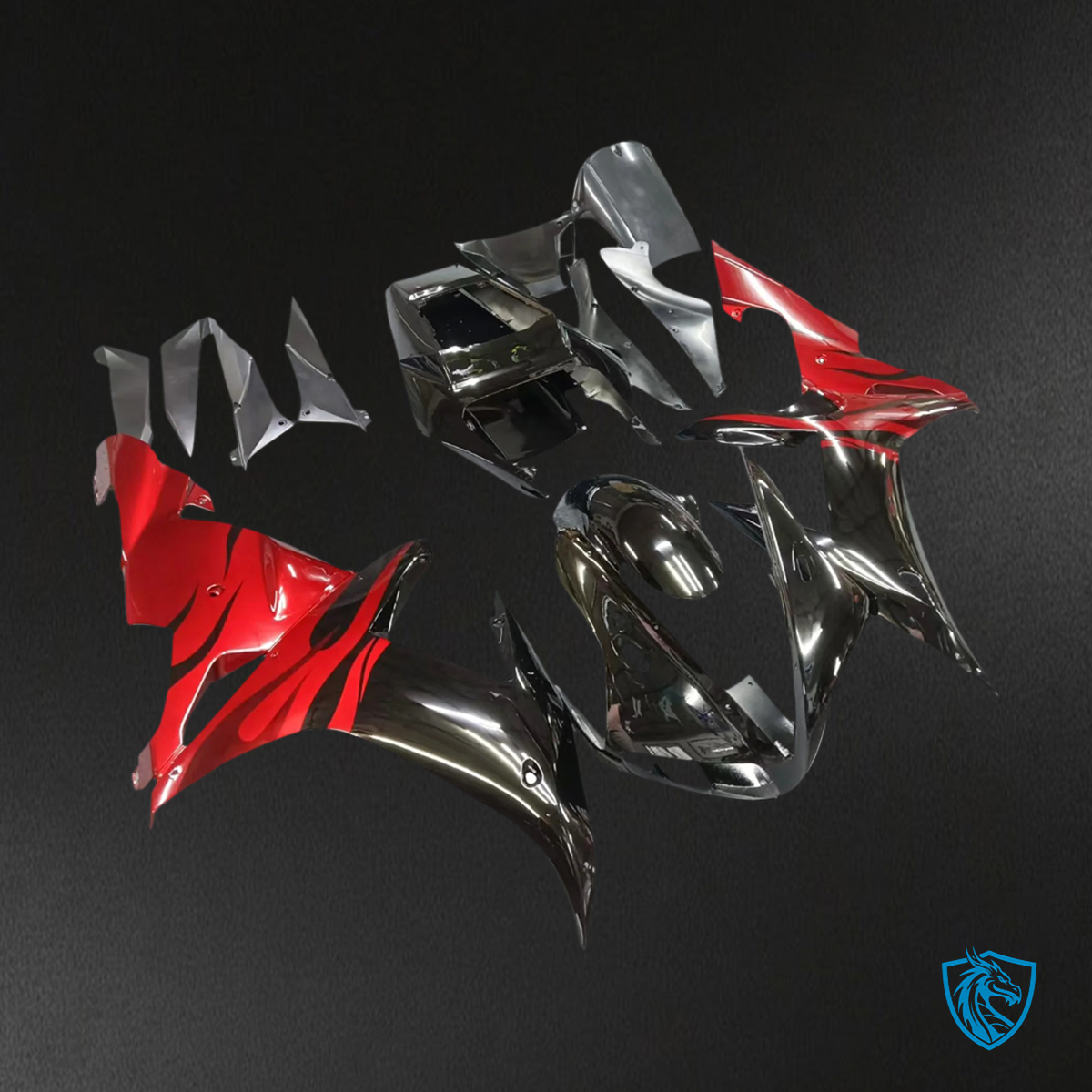 Yamaha YZF-R1 (2002-2003) Black & Red Style 1 - MERGEment Motorcycle Fairing Kit