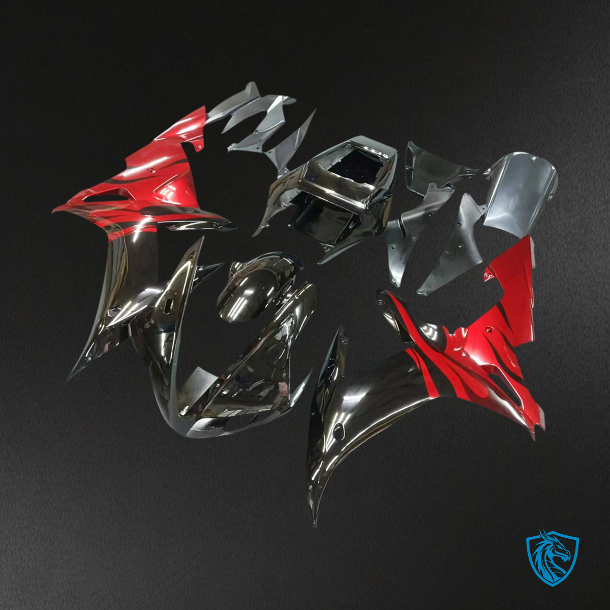 Yamaha YZF-R1 (2002-2003) Black & Red Style 1 - MERGEment Motorcycle Fairing Kit