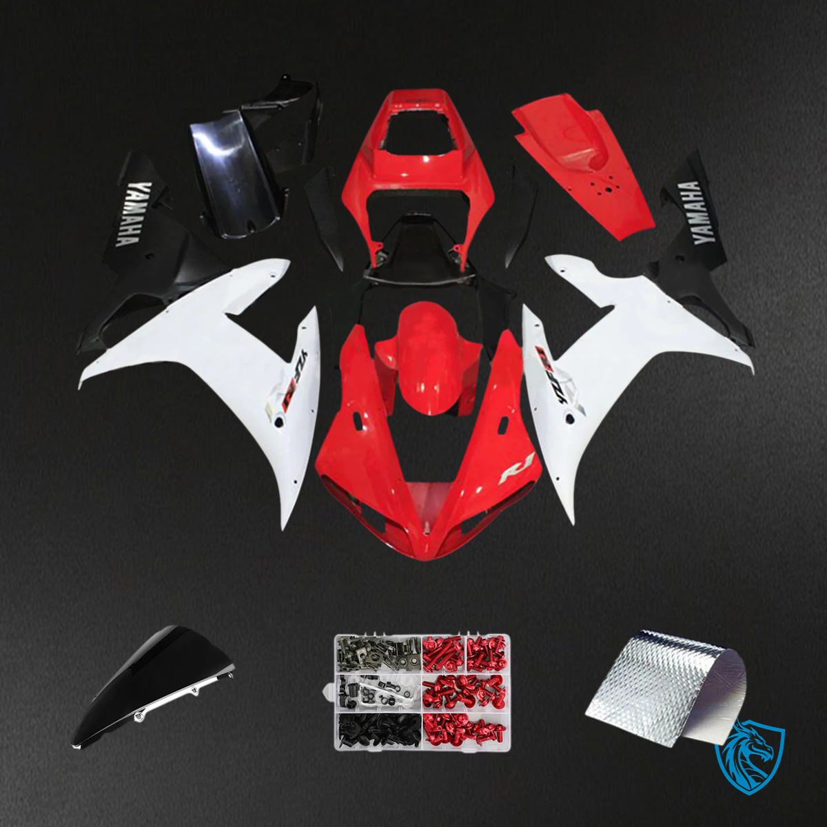 Yamaha YZF-R1 (2002-2003) Black & Red Style 4 Fairing Kit - ABS Bodywork