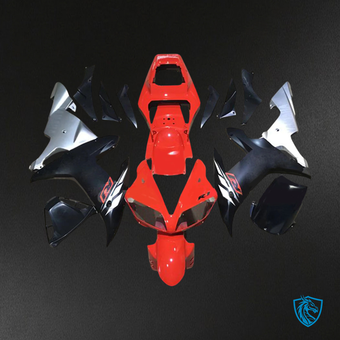 Yamaha YZF-R1 (2002-2003) Black & Red Style 6 Aftermarket Fairing Kit - ABS Bodywork