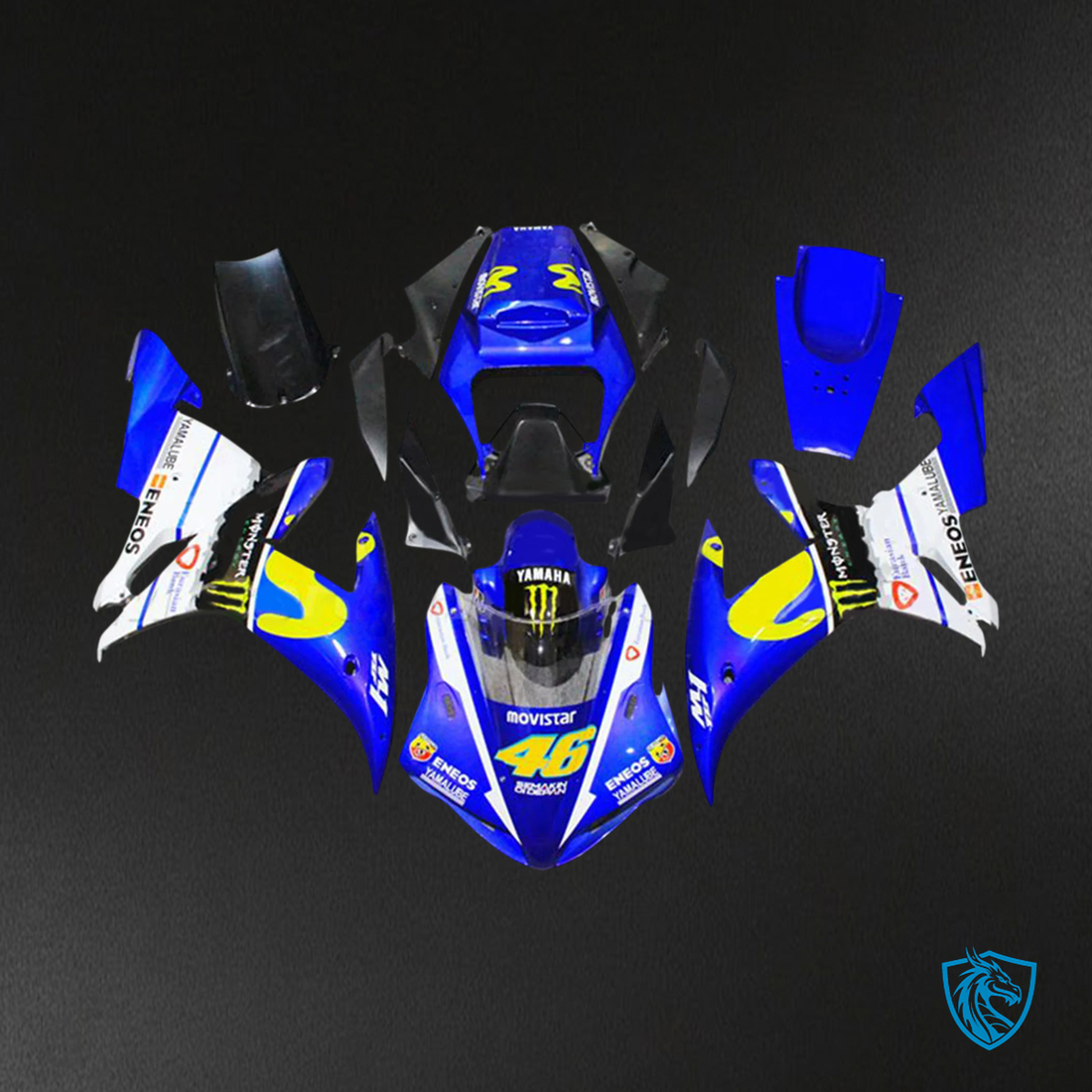 Yamaha YZF-R1 (2002-2003) Blue & Yellow - Custom ABS Fairing Kit