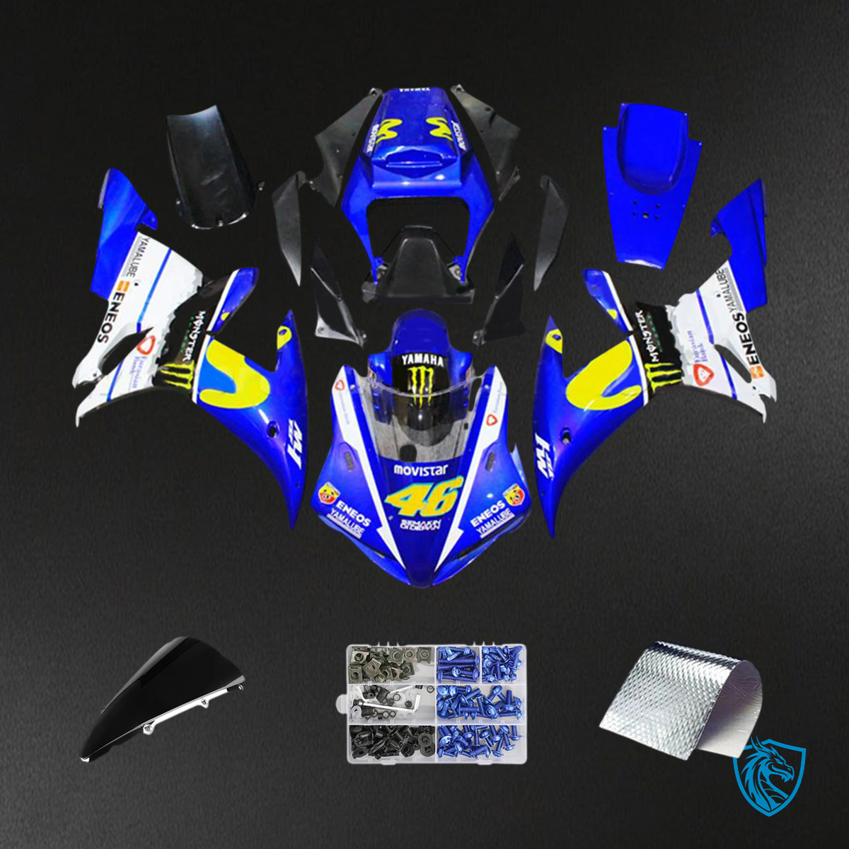 Yamaha YZF-R1 (2002-2003) Blue & Yellow - Custom ABS Fairing Kit