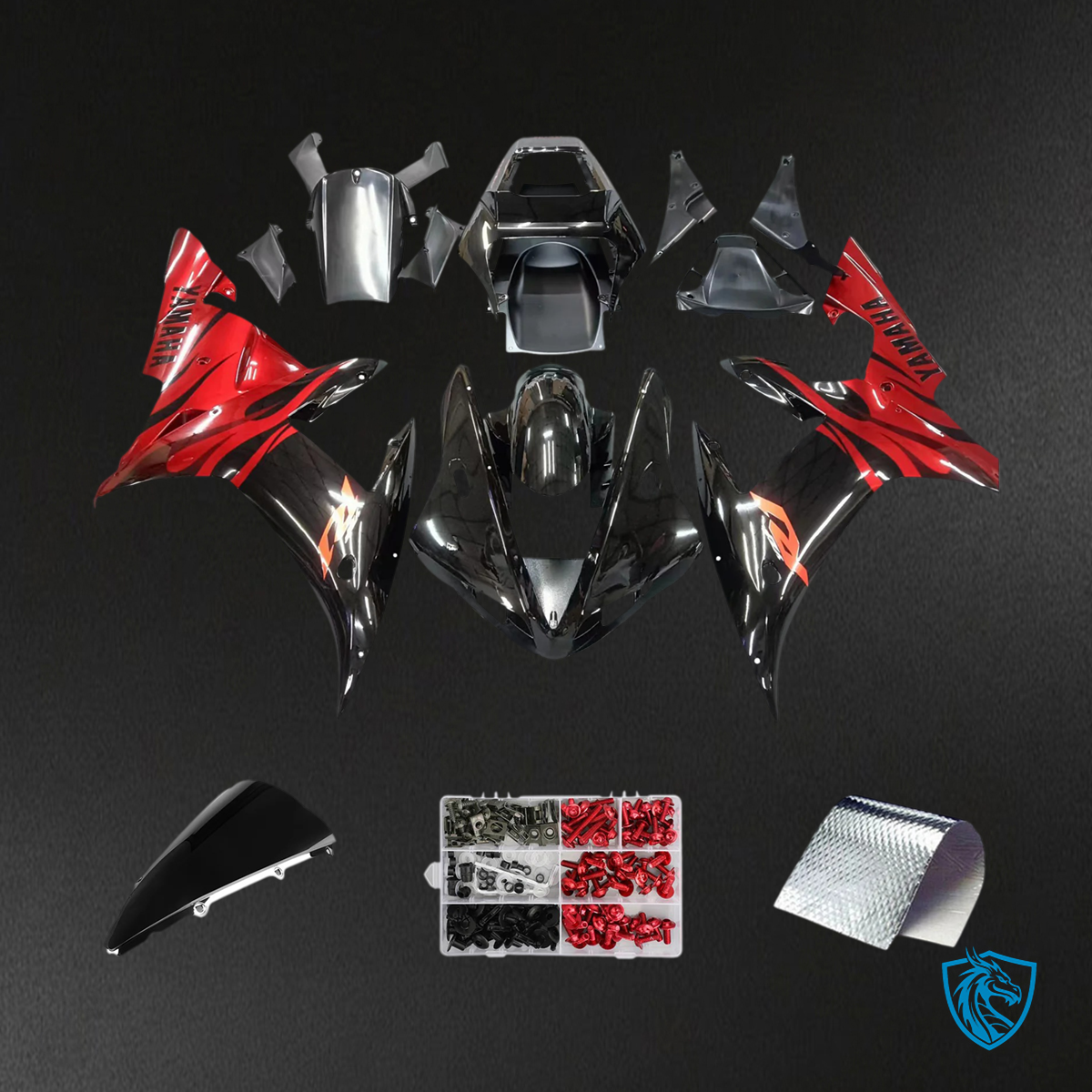 Yamaha YZF-R1 (2002-2003) Red & Black - Aftermarket Fairing Kit