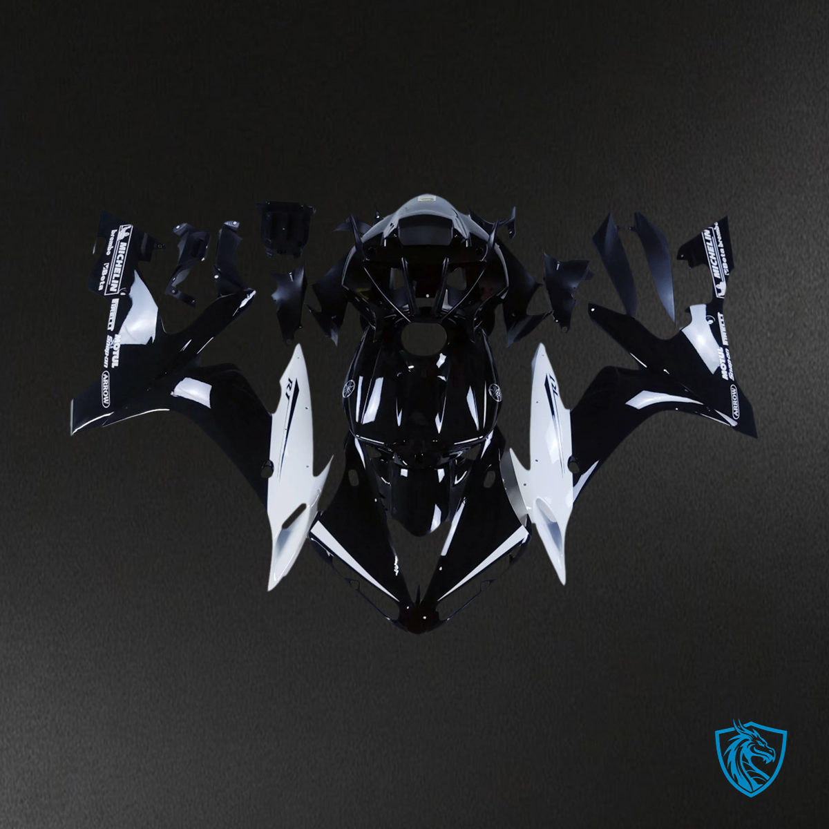 Yamaha YZF-R1 (2004-2006) Black & White Aftermarket Fairing Kit - ABS Bodywork