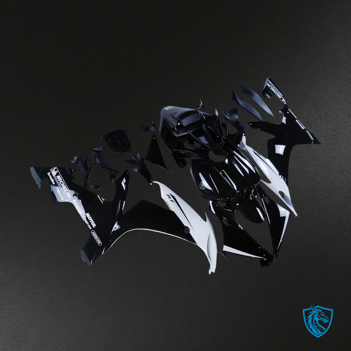 Yamaha YZF-R1 (2004-2006) Black & White Aftermarket Fairing Kit - ABS Bodywork