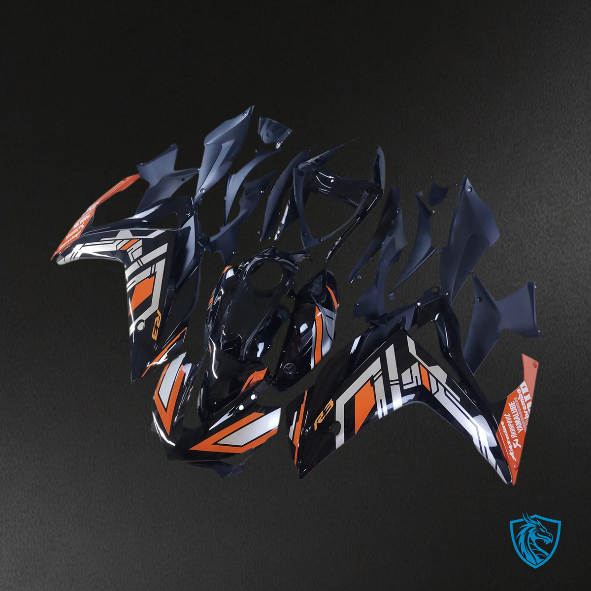 Yamaha YZF-R3 (2014-2018) R25 (2015-2017) Black & Orange - MERGEment Motorcycle Fairings Kit