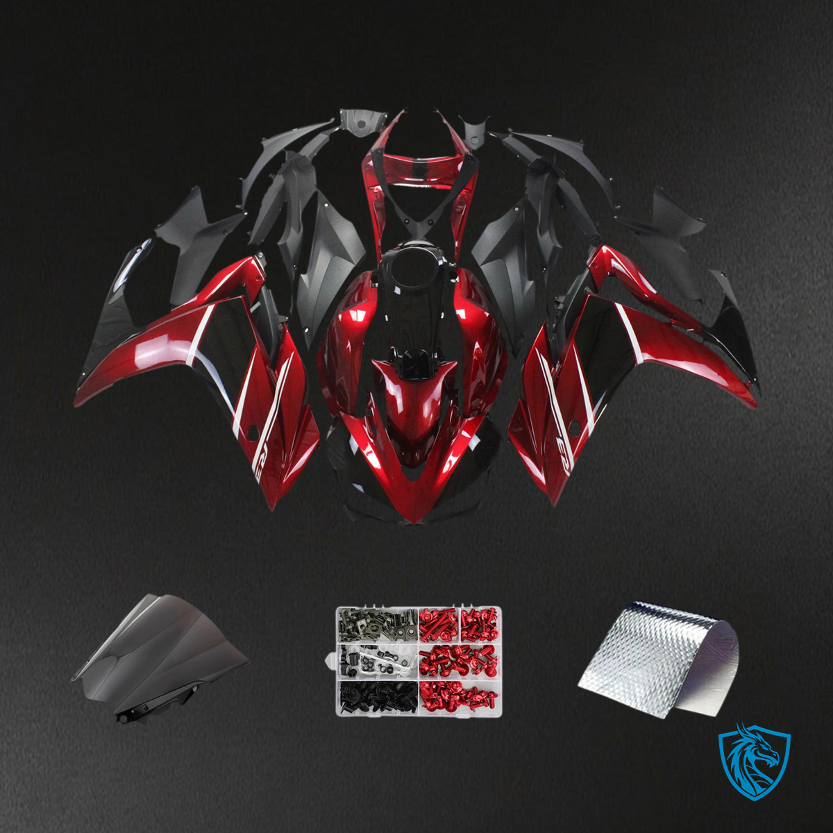 Yamaha YZF-R3 (2014-2018) R25 (2015-2017) Black & Red Style1 - Custom ABS Fairing Set