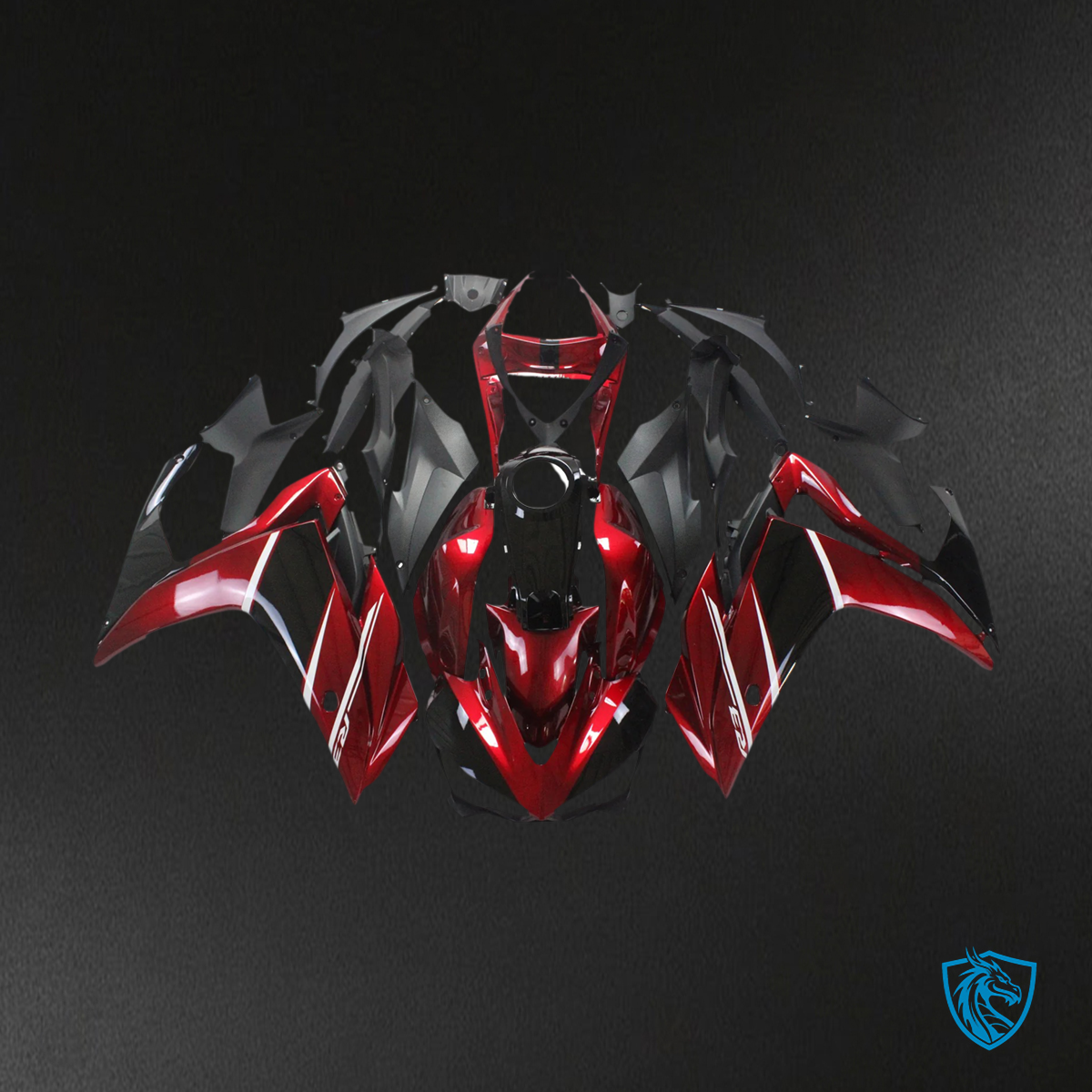 Yamaha YZF-R3 (2014-2018) R25 (2015-2017) Black & Red Style1 - Custom ABS Fairing Set