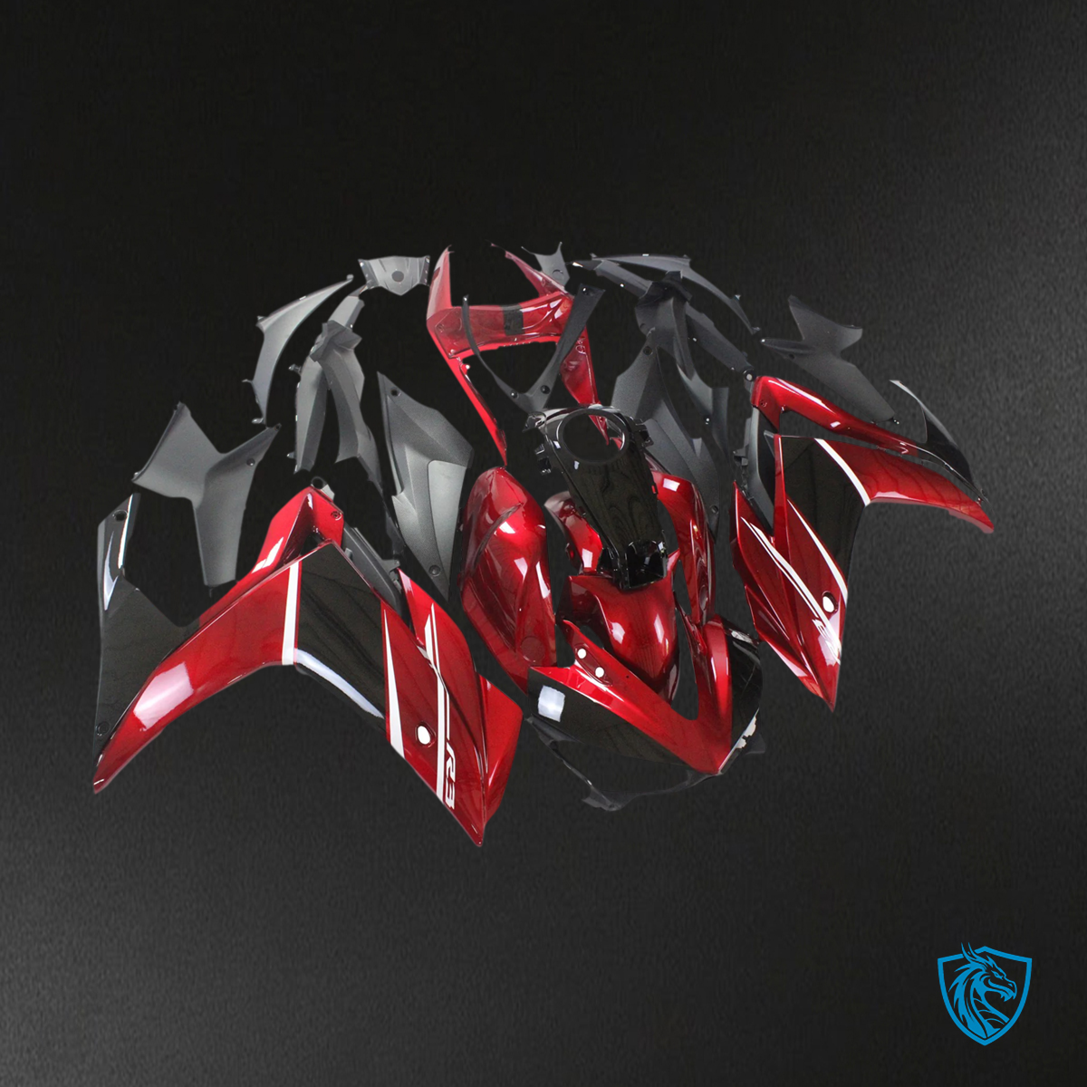 Yamaha YZF-R3 (2014-2018) R25 (2015-2017) Black & Red Style1 - Custom ABS Fairing Set