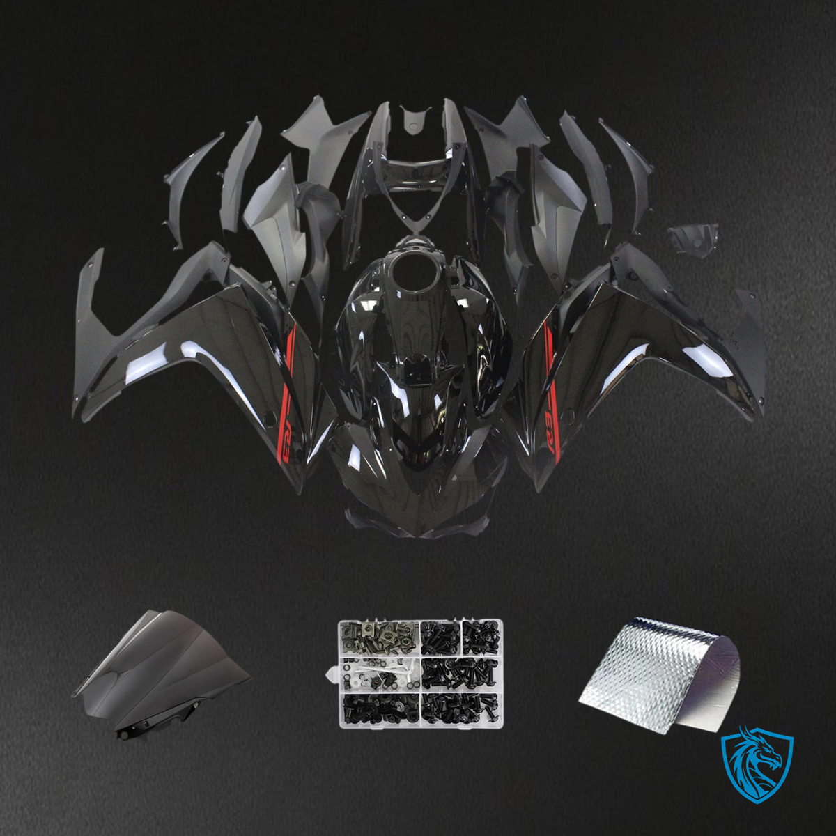 Yamaha YZF-R3 (2014-2018) R25 (2015-2017) Black & Red Style2 Fairing Kit | ABS Bodywork