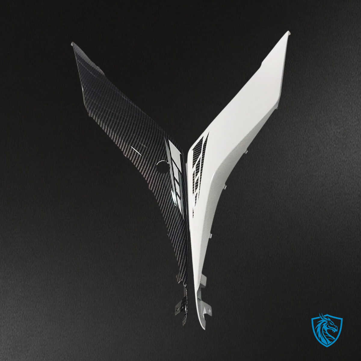 Yamaha YZF-R3 (2014-2018) R25 (2015-2017) White, Blue & Black Carbon Fiber - MERGEment Motorcycle Fairings Kit