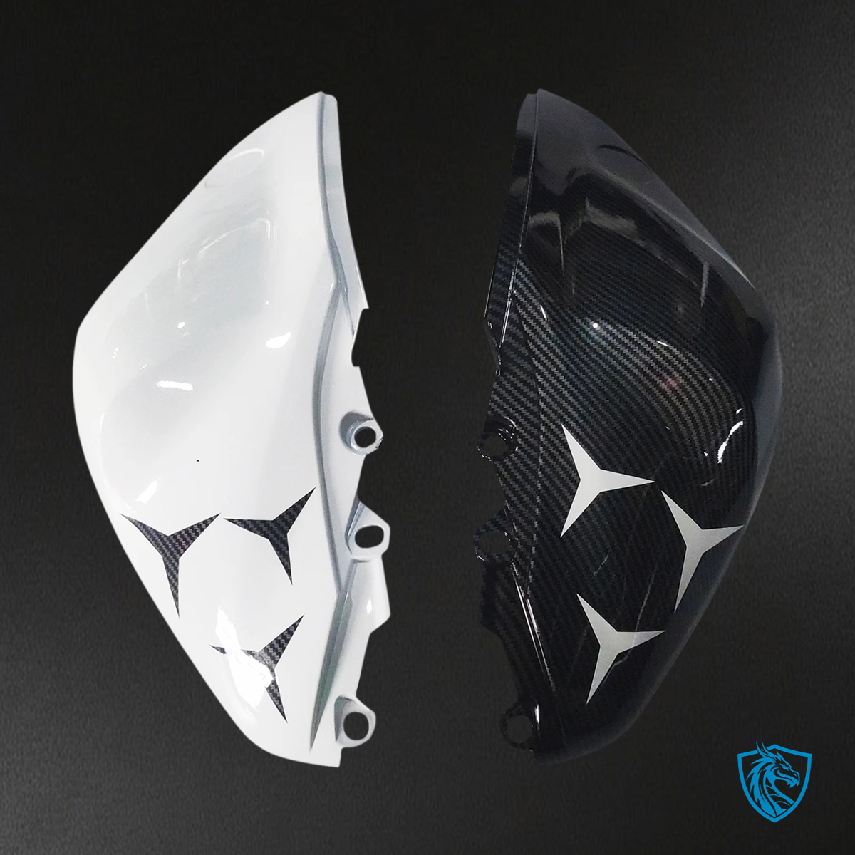 Yamaha YZF-R3 (2014-2018) R25 (2015-2017) White, Blue & Black Carbon Fiber - MERGEment Motorcycle Fairings Kit