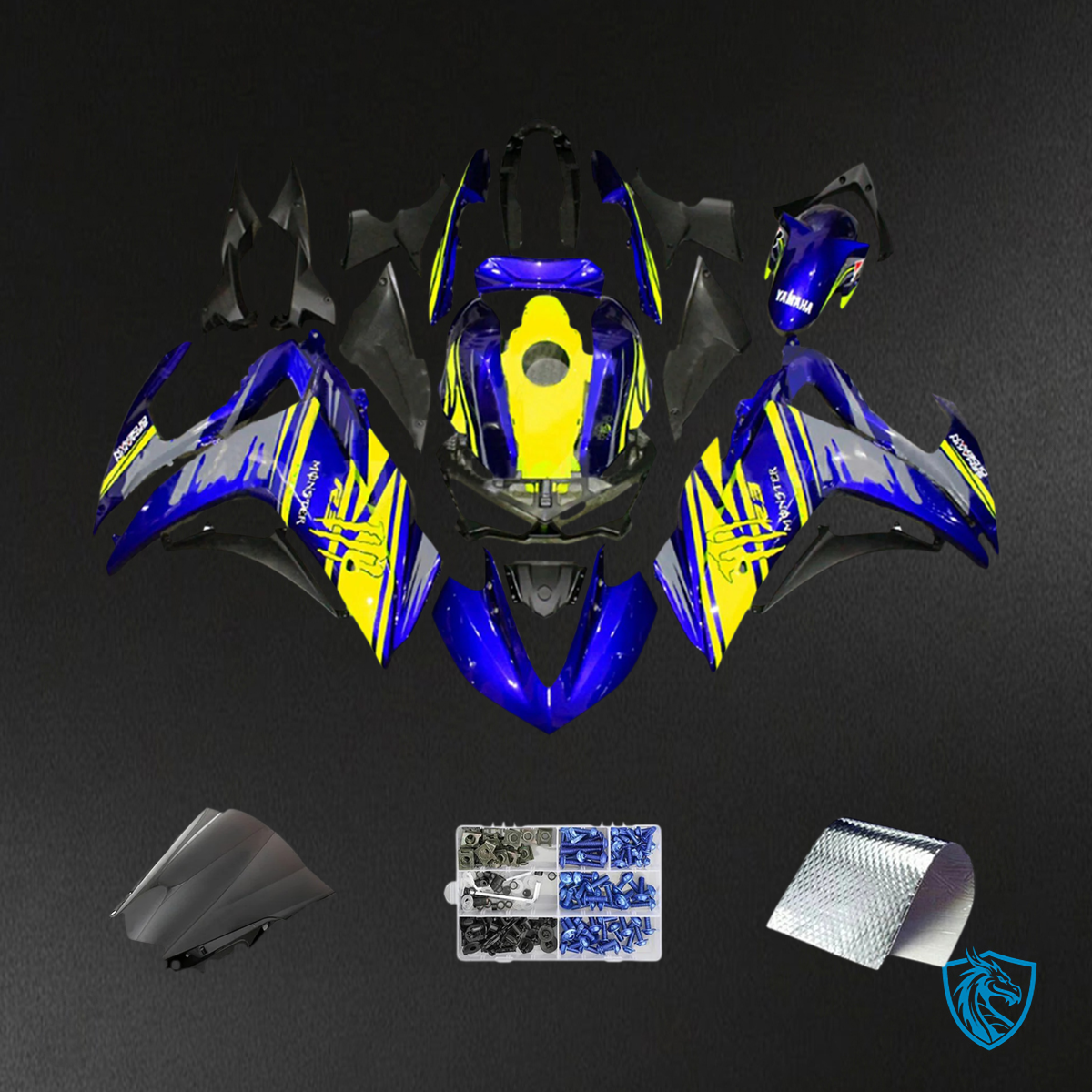 Yamaha YZF-R3 (2014-2018) R25 (2015-2017) Blue & Yellow Style2 - MERGEment Motorcycle Fairings Kit
