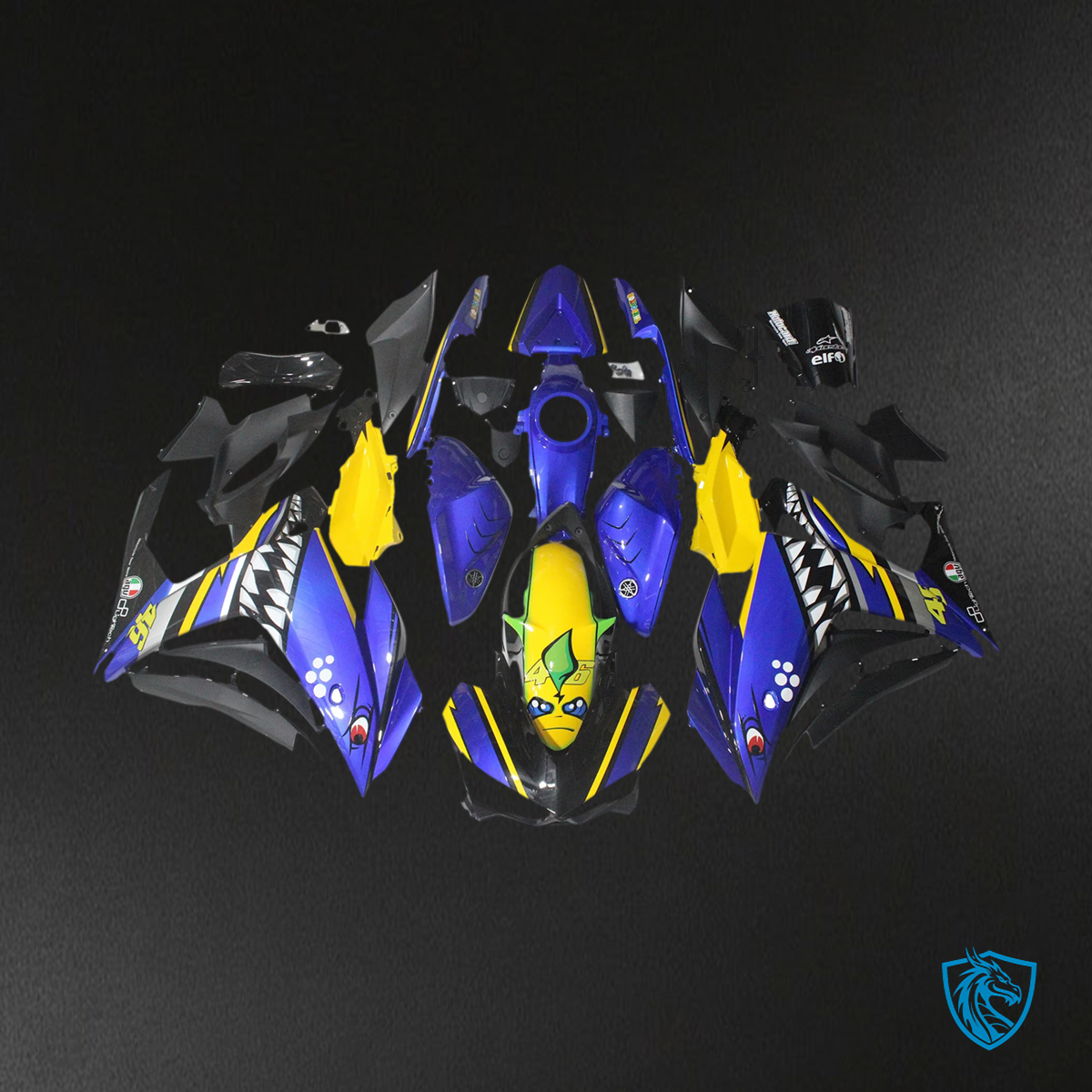 Yamaha YZF-R3 (2014-2018) R25 (2015-2017) Blue & Yellow Style3 - Custom ABS Fairing Set