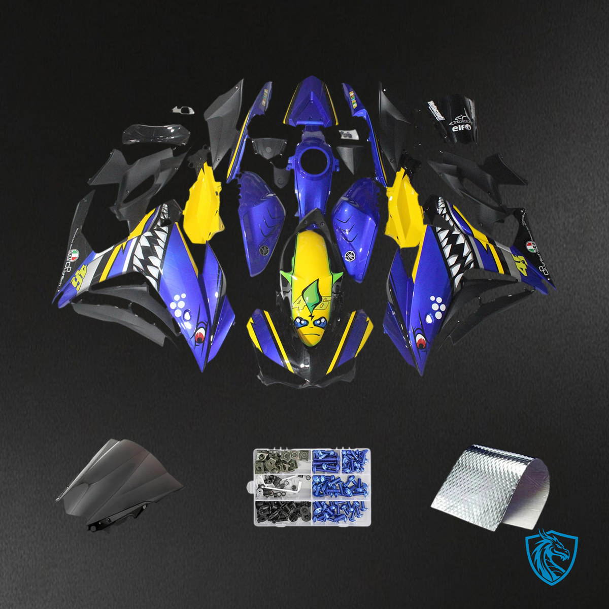 Yamaha YZF-R3 (2014-2018) R25 (2015-2017) Blue & Yellow Style3 - Custom ABS Fairing Set