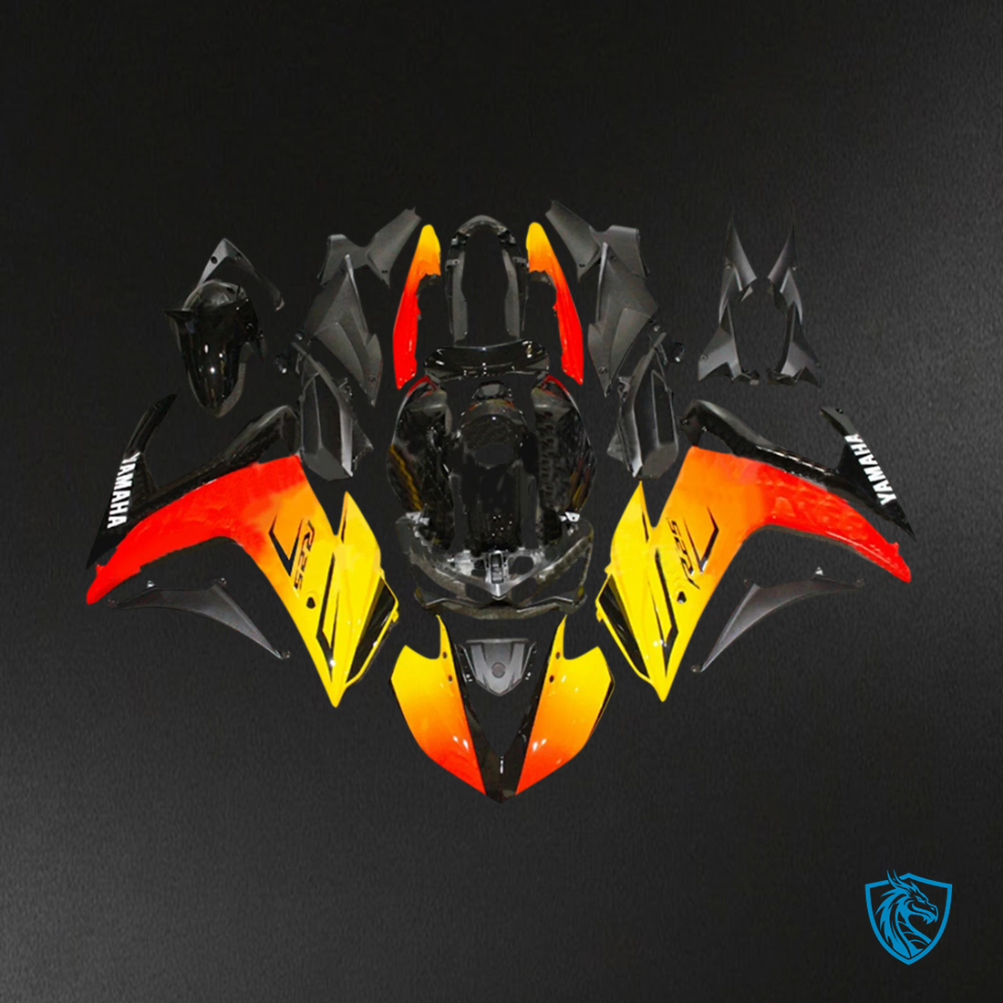 Yamaha YZF-R3 (2014-2018) R25 (2015-2017) Gradient Yellow & Red - Custom ABS Fairing Set