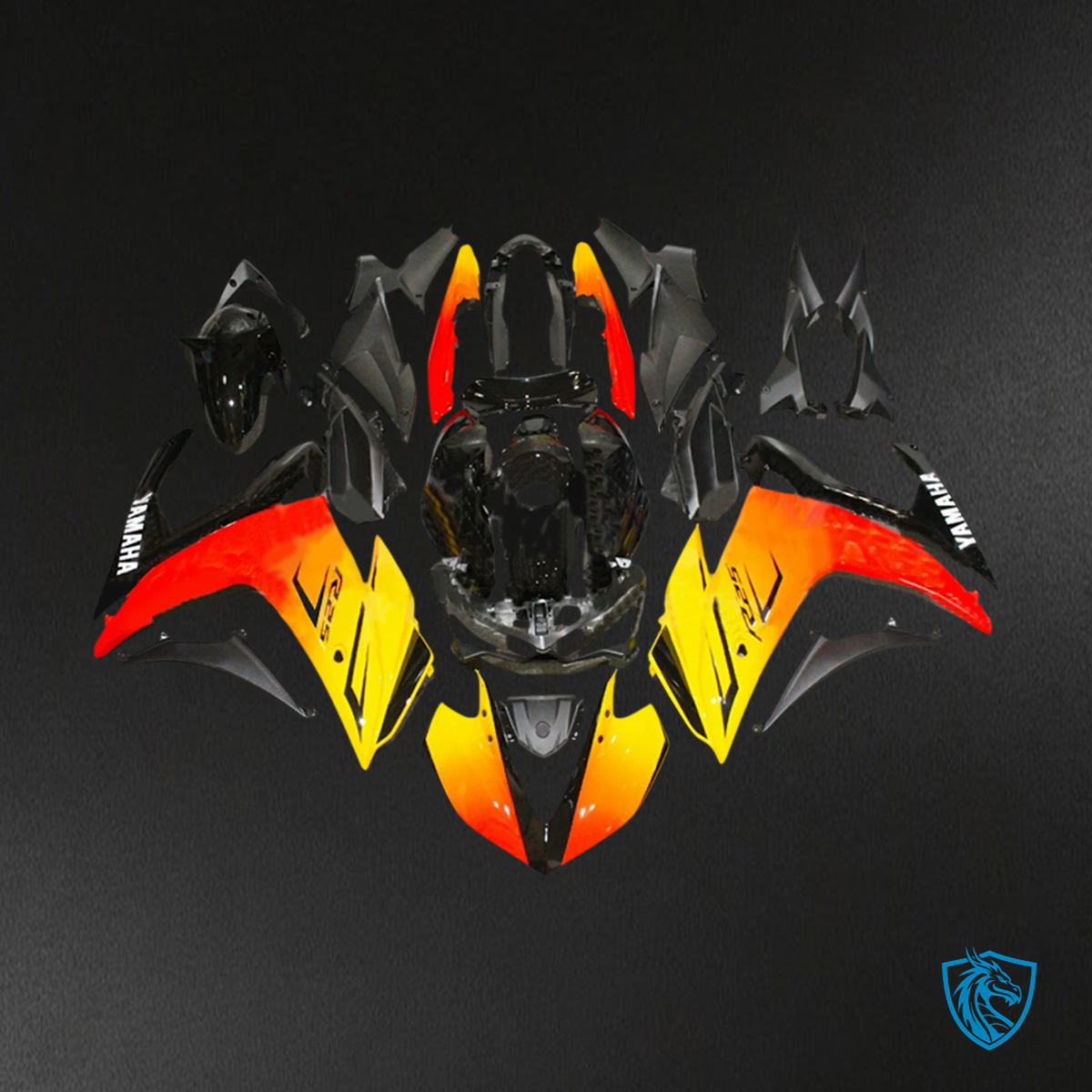 Yamaha YZF-R3 (2014-2018) R25 (2015-2017) Gradient Yellow & Red - Custom ABS Fairing Set