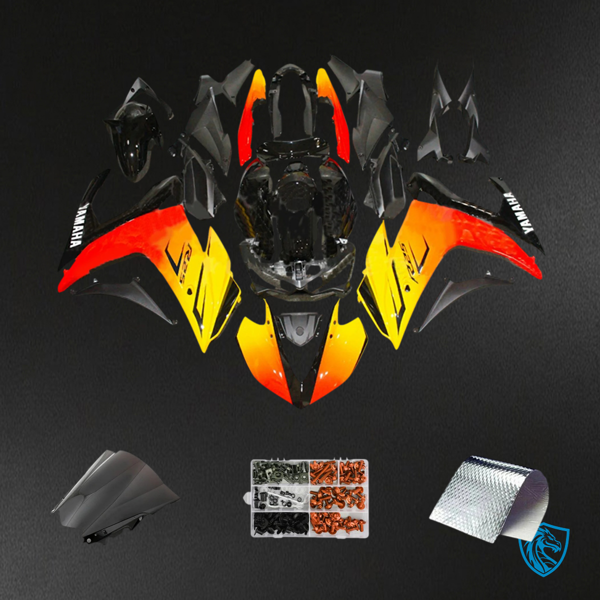 Yamaha YZF-R3 (2014-2018) R25 (2015-2017) Gradient Yellow & Red - Custom ABS Fairing Set