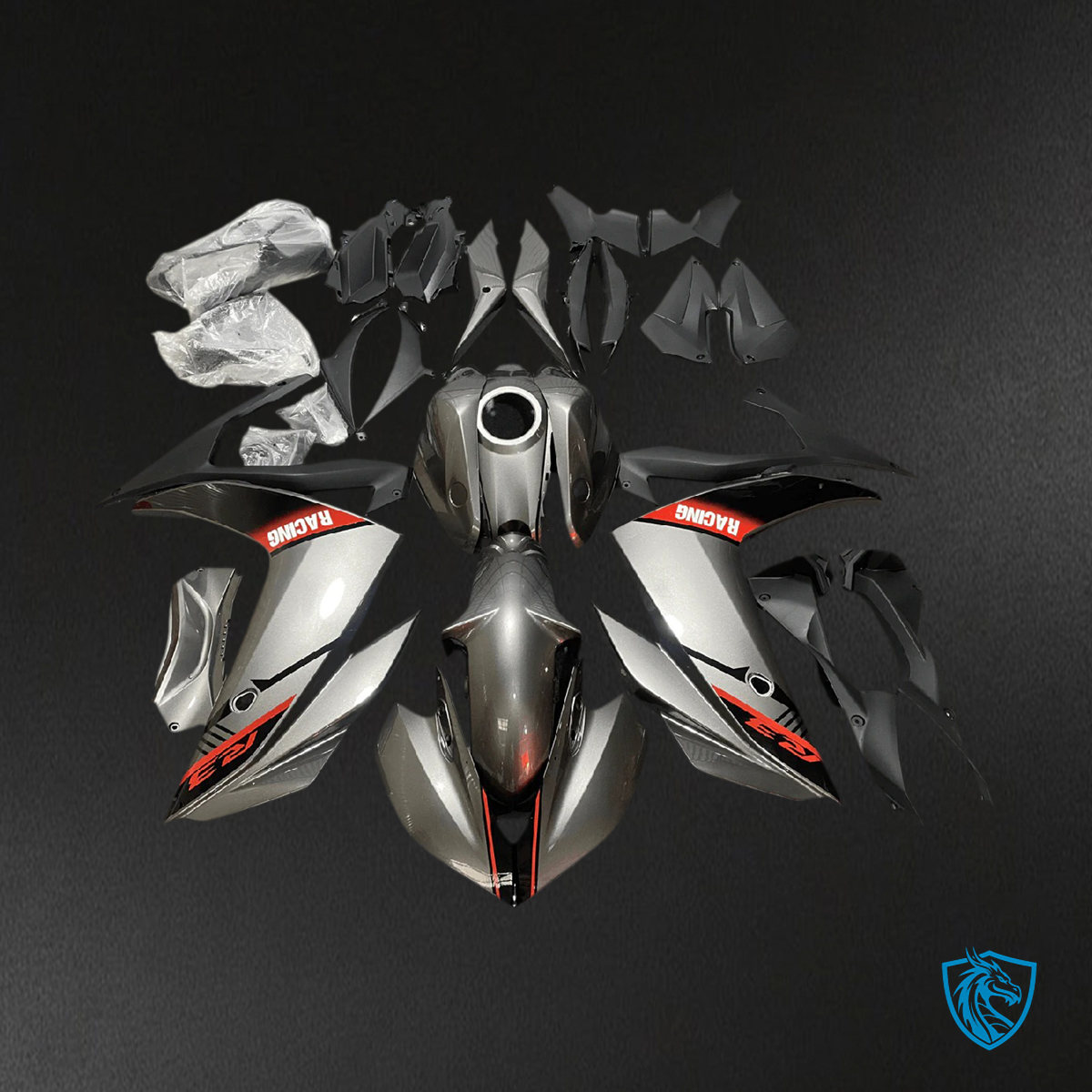 Yamaha YZF-R3 (2014-2018) R25 (2015-2017) Gray & Black Fairing Kit | ABS Bodywork
