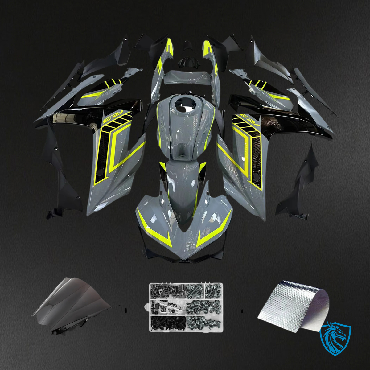 Yamaha YZF-R3 (2014-2018) R25 (2015-2017) Gray & Fluorescent Yellow Fairing Kit - Aftermarket ABS Bodywork