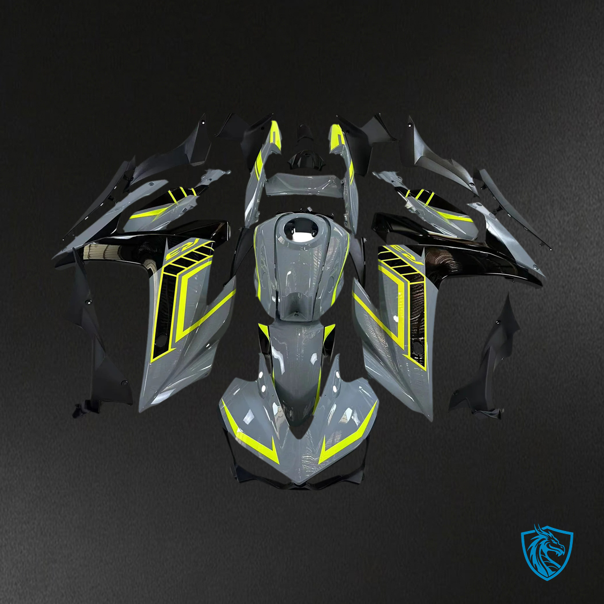 Yamaha YZF-R3 (2014-2018) R25 (2015-2017) Gray & Fluorescent Yellow Fairing Kit - Aftermarket ABS Bodywork