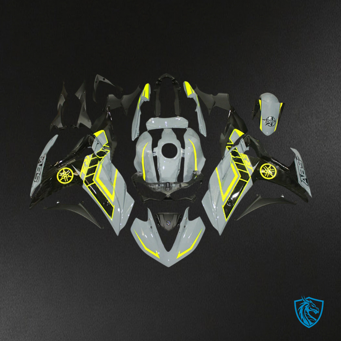 Yamaha YZF-R3 (2014-2018) R25 (2015-2017) Gray & Yellow - MERGEment Motorcycle Fairings Kit