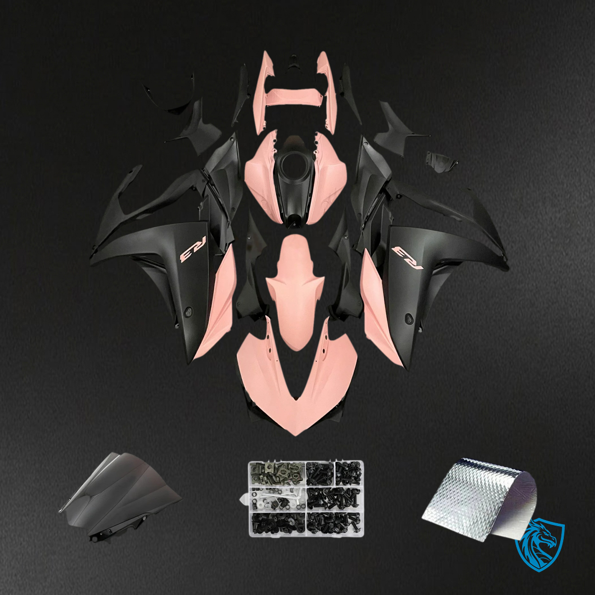 Yamaha YZF-R3 (2014-2018) R25 (2015-2017) Matte Pink & Black - Custom ABS Fairing Set