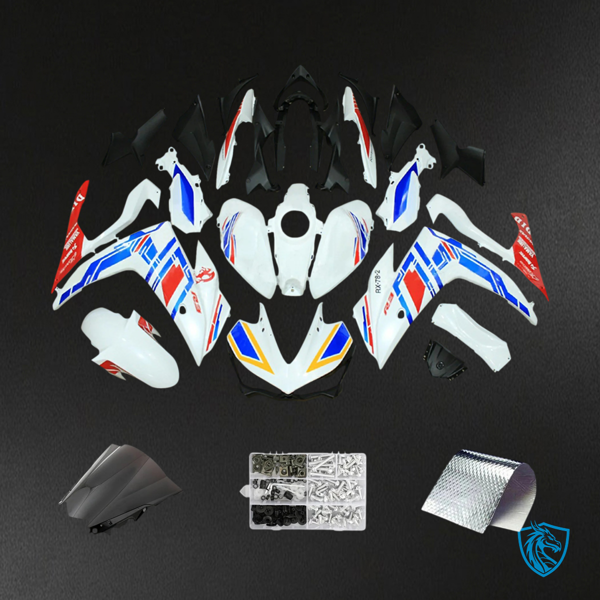 Yamaha YZF-R3 (2014-2018) R25 (2015-2017) White & Blue - Custom ABS Fairing Set