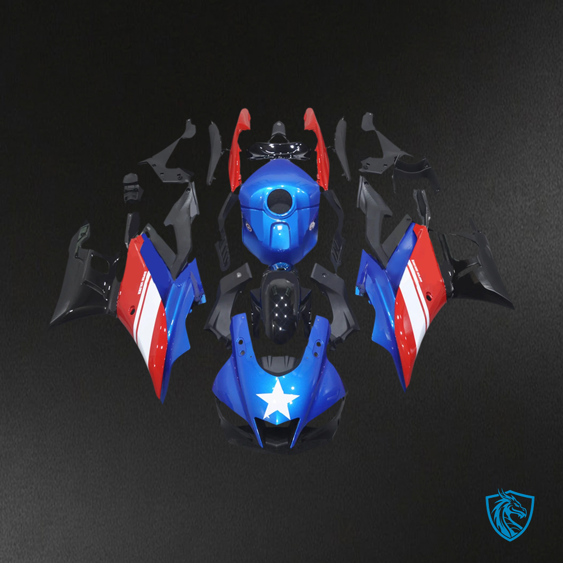 Yamaha YZF-R3 R25 (2019-2021) Black, Blue & Red Fairing Kit - Aftermarket ABS Bodywork