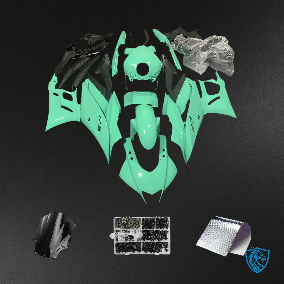 Yamaha YZF-R3 R25 (2019-2021) Black & Light Green - Custom ABS Fairing Set
