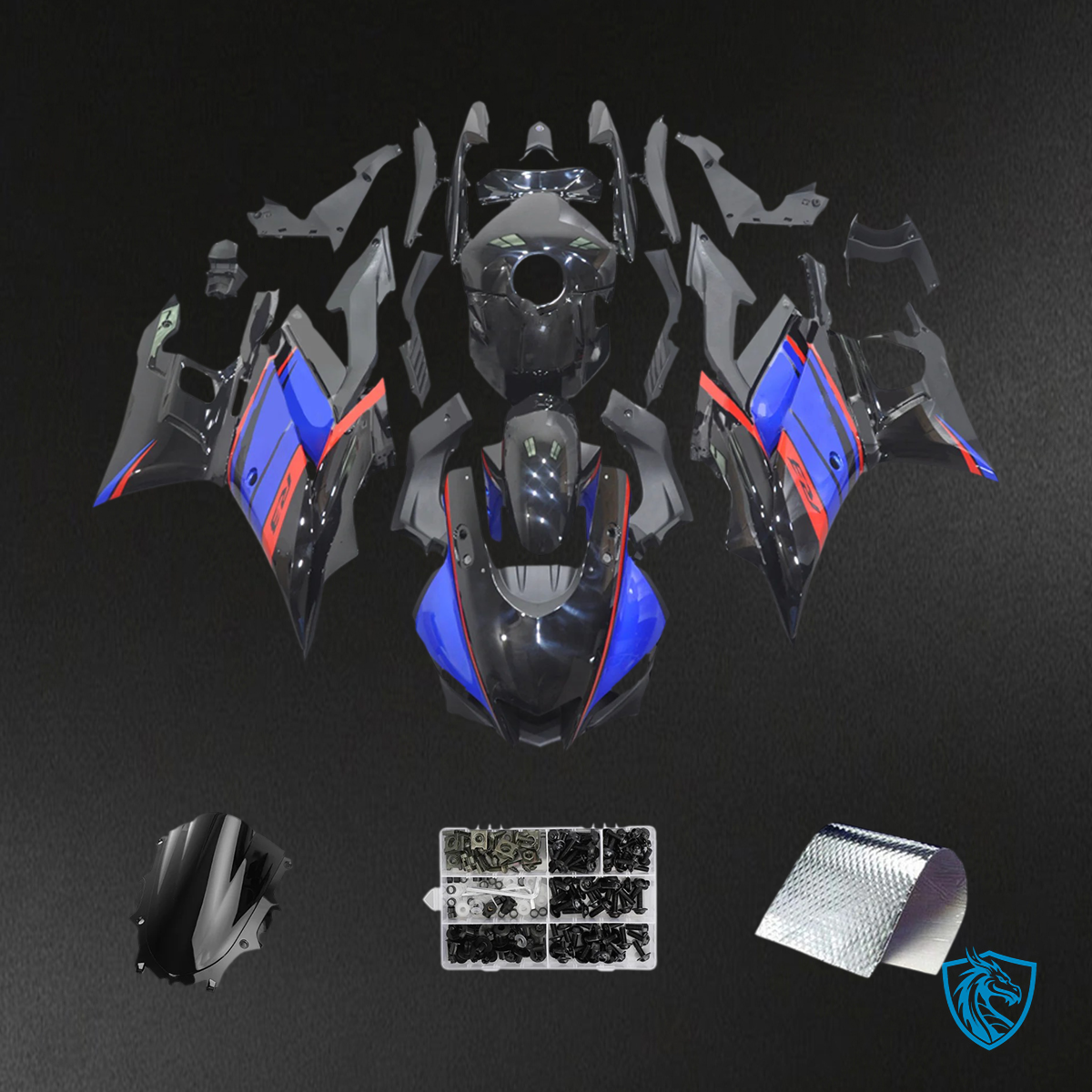 Yamaha YZF-R3 R25 (2019-2021) Black, Red & Blue - MERGEment Motorcycle Fairings Kit